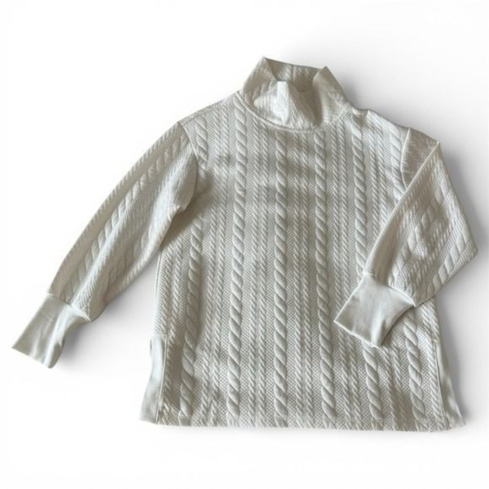 RBX Women's Cable Knit Mock Turtleneck‎ Sweater Size Medium White Athleisure
